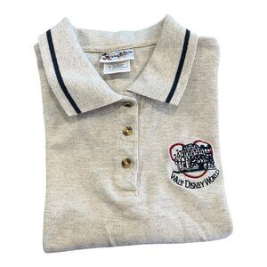 Walt Disney World Polo Shirt Gray Embroidered Short Sleeves Size Medium